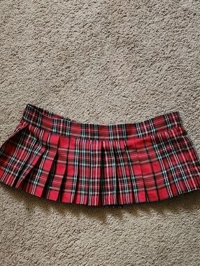 nwt vtg red tartan micro mini skirt preppy costume plaid y2k NEW Ladie's Large